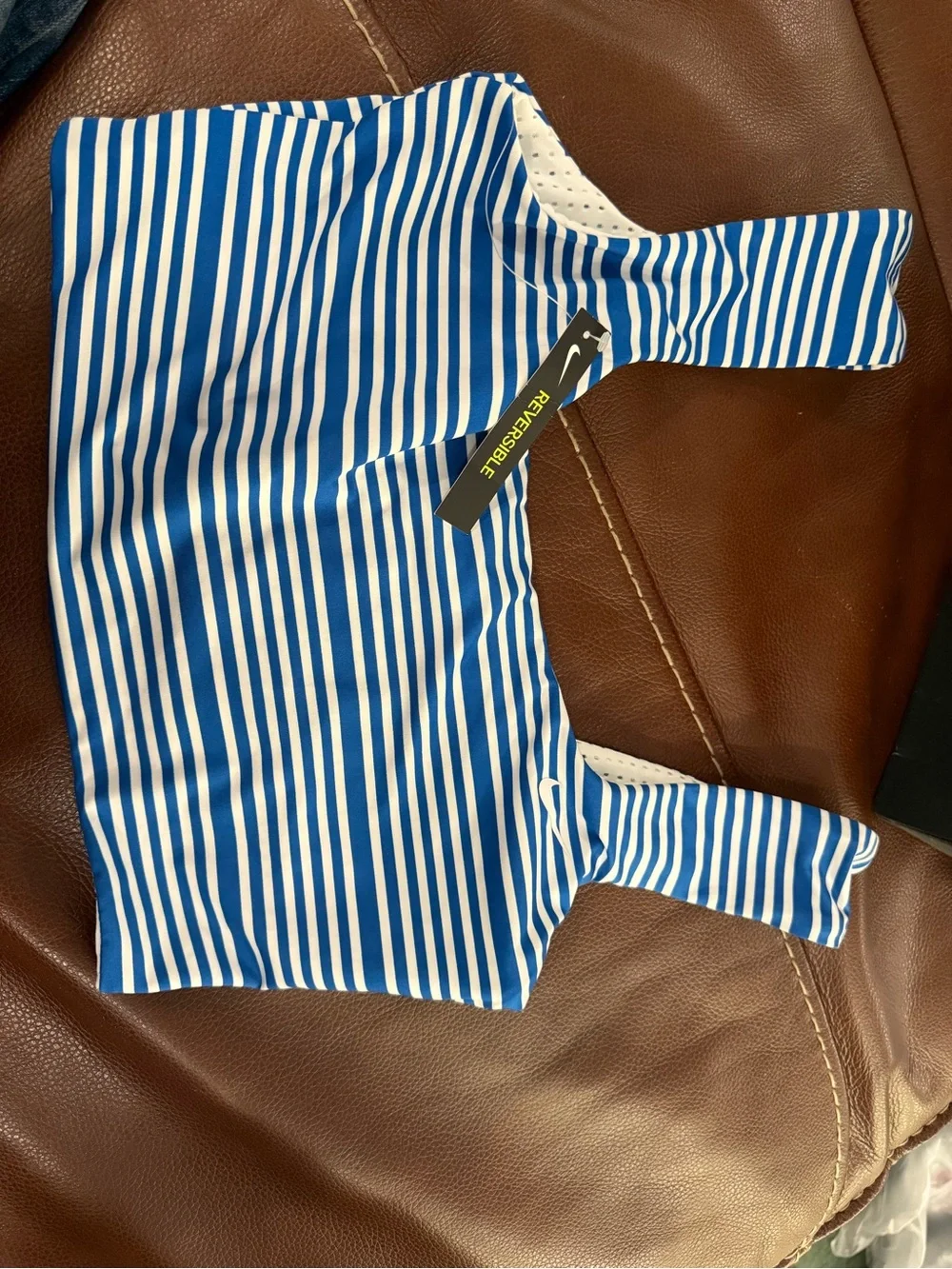 Reversible Nike White & Blue Striped Women's Bikini Top